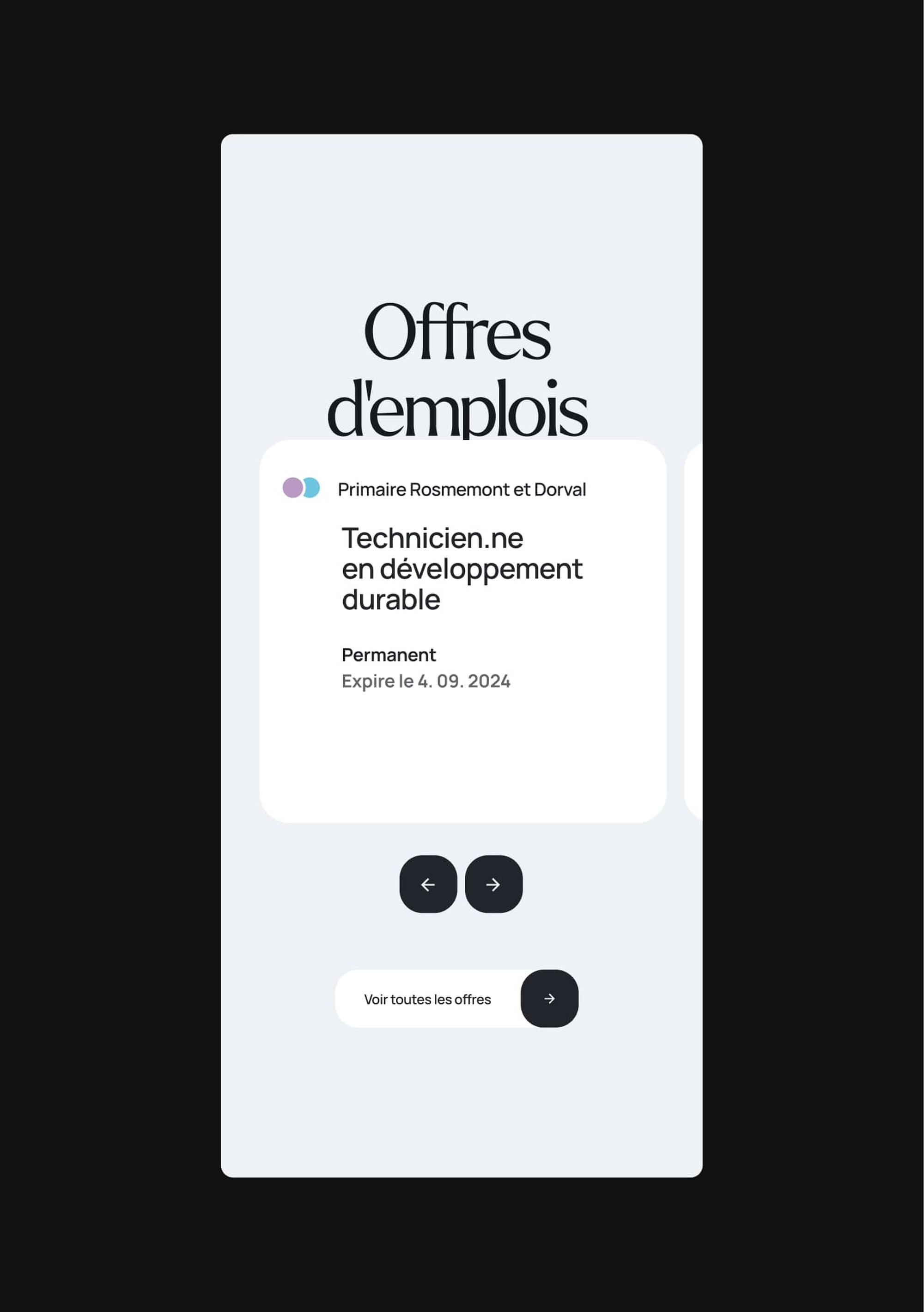 écran mobile d'une offre d'emploi