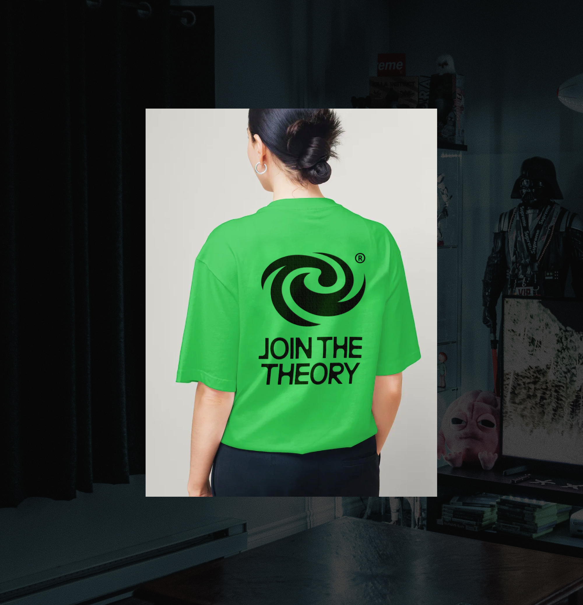 t-shirt with Theory verse logo